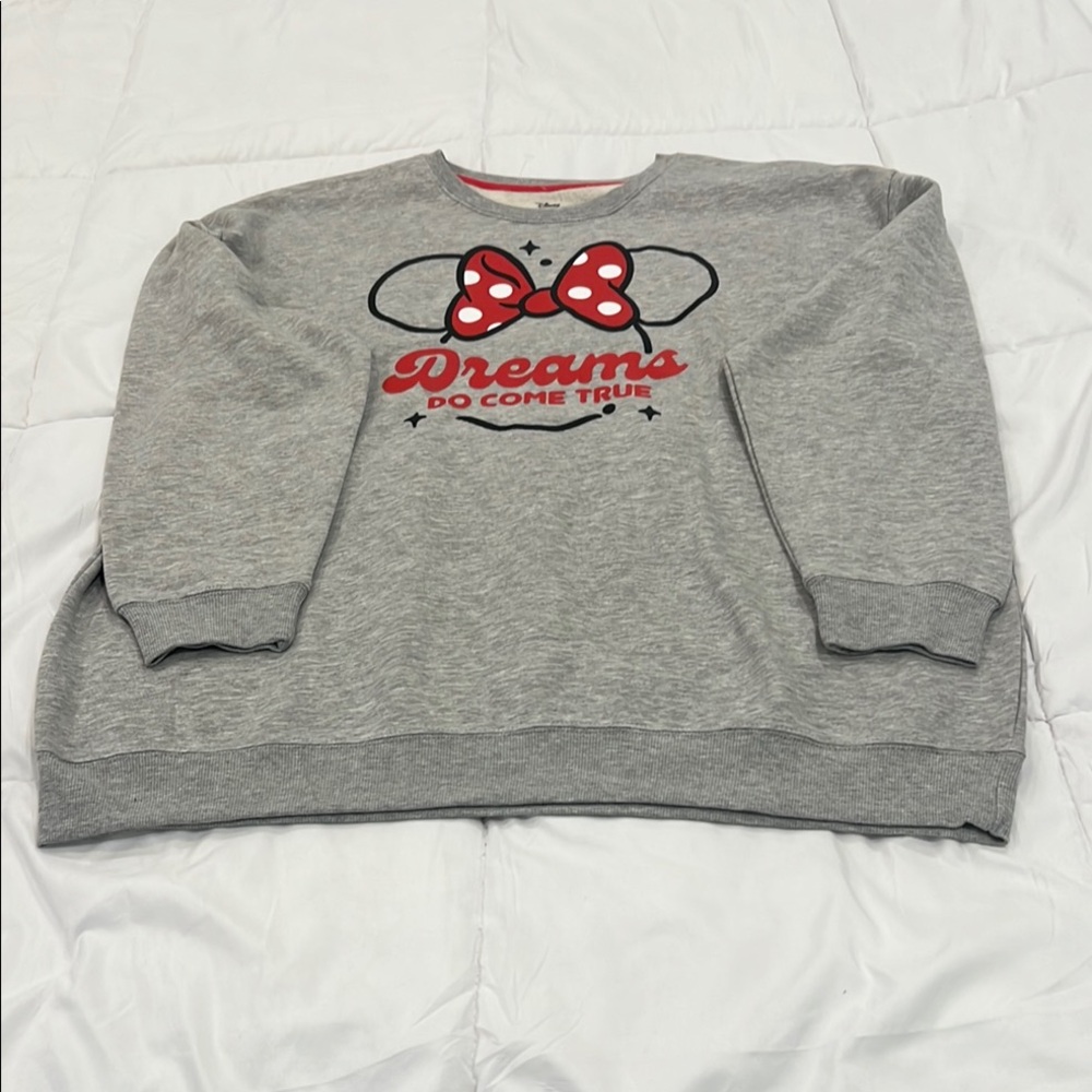 Disney Gray Sweatshirt with Red Bow Design